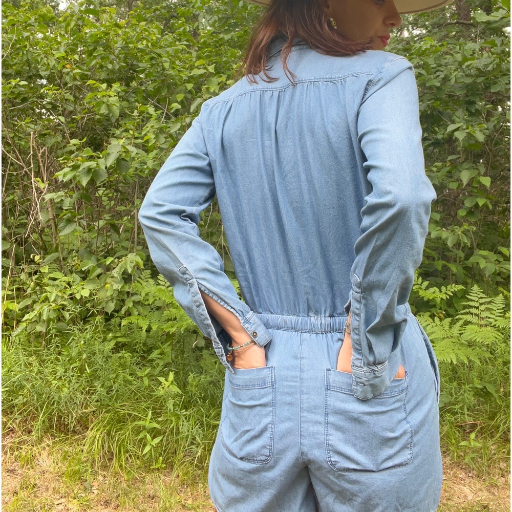 ANN TAYLOR | LOFT denim romper - Picture 2 of 6